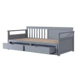 Okwish Lit Gigogne 90/180x190 cm Bois Gris avec Tiroirs et Lit Sur Roulettes, Multifonction pour Chambre enfant, Gris Discount
