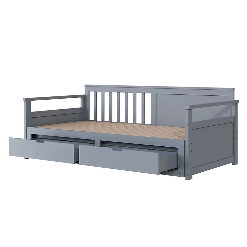 Okwish Lit Gigogne 90/180x190 cm Bois Gris avec Tiroirs et Lit Sur Roulettes, Multifonction pour Chambre enfant, Gris Discount
