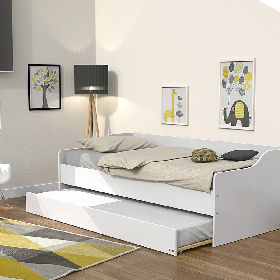Bb Loisir Lit gigogne 90x200cm blanc SWITY Blanc inclus sommier et 1 tiroir lit Best