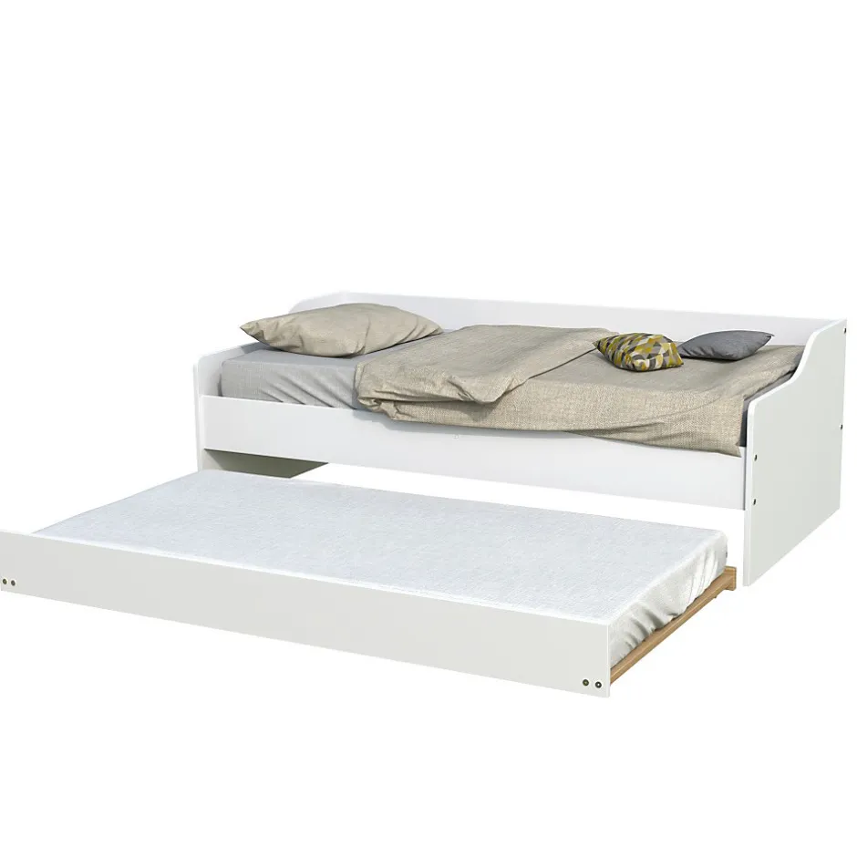 Bb Loisir Lit gigogne 90x190cm blanc SWITY Blanc inclus sommier et 1 tiroir lit Best