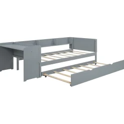 ProximaX Lit gigogne 90x200cm+90x180cm, avec petit bureau, trois étagères sur le côté du lit, gris Sale