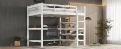 Fortuna lai Lit Haut 140x200cm, Bureau, Rangement, Échelle, Métal, Blanc Online