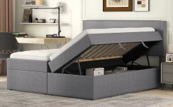 Fortuna lai Lit Haut 140x200cm, Métal, Bureau avec Rangement, Noir Discount