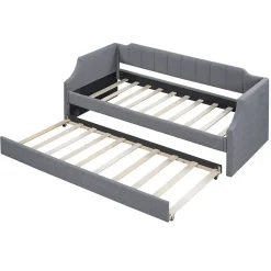 Fortuna lai Lit individuel, 90x200cm, avec roulettes, Gris