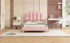 Enfant Generique Lit individuel 90x200cm, enfant, avec sommier à lattes, Rose