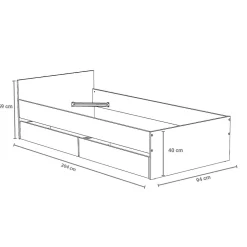Weber Industries Lit KAPPA 90x190 + 2 tiroirs / Blanc
