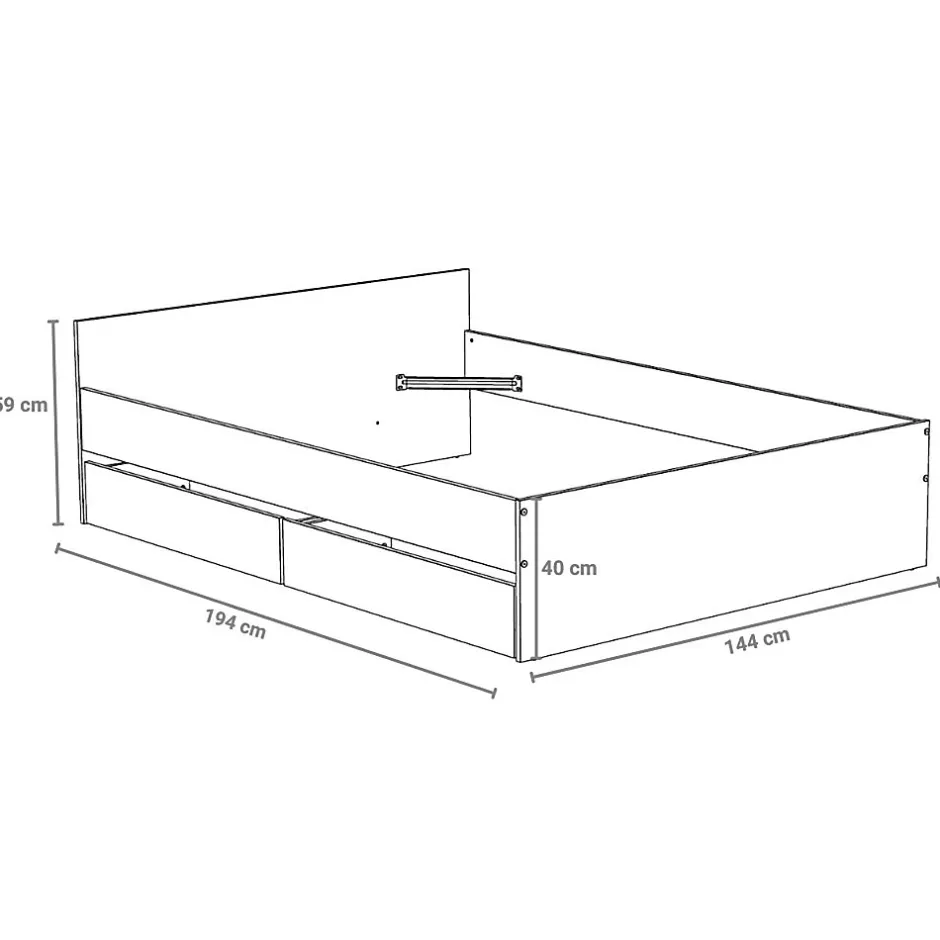 Weber Industries Lit KAPPA 140x190 cm + 2 tiroirs / Blanc