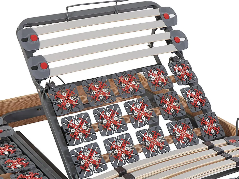 Vente-unique Lit électrique de relaxation lattes et plots + matelas accueil latex - 2 x 90 x 200 cm - Chêne - PANDORA II de YSMÉE
