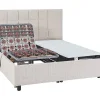 Vente-unique Lit électrique de relaxation déco tout plots + matelas ressorts ensachés et mémoire de forme - 2 x 70 x 190 cm - Tissu - Beige -