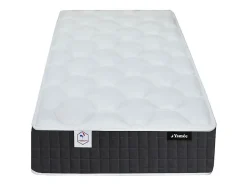 Vente-unique Lit électrique de relaxation déco tout plots + matelas ressorts ensachés et mémoire de forme - 2 x 70 x 190 cm - Tissu - Beige -