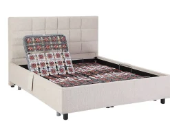 Vente-unique Lit électrique de relaxation déco tout plots + matelas ressorts ensachés et mémoire de forme - 2 x 70 x 190 cm - Tissu - Beige -