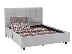 Vente-unique Lit électrique de relaxation déco tout plots + matelas ressorts ensachés et mémoire de forme - 2 x 70 x 190 cm - Tissu - Gris -