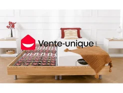 Vente-unique Lit électrique de relaxation tout plots + matelas mémoire de forme et bambou - 2 x 90 x 200 cm - Noir - LYSIS III de NATUREA
