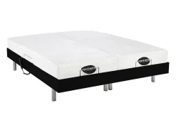 Vente-unique Lit électrique de relaxation tout plots + matelas mémoire de forme et bambou - 2 x 90 x 200 cm - Noir - LYSIS III de NATUREA