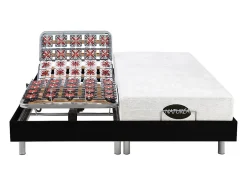 Vente-unique Lit électrique de relaxation tout plots + matelas mémoire de forme et bambou - 2 x 90 x 200 cm - Noir - LYSIS III de NATUREA