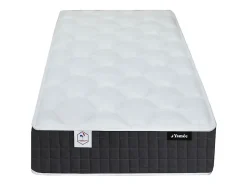 Vente-unique Lit électrique de relaxation déco tout plots + matelas ressorts ensachés et mémoire de forme - 2 x 80 x 200 cm - Tissu - Beige - Discount