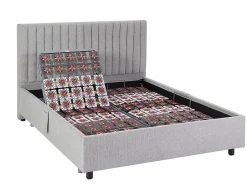 Vente-unique Lit électrique de relaxation déco tout plots + matelas 100% latex 3 zones - 2 x 70 x 190 cm - Tissu - Gris - TIARI de YSMÉE
