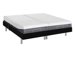 Vente-unique Lit électrique de relaxation tout plots + matelas mémoire de forme - 2 x 80 x 200 cm - Noir - HESIODE III de YSMÉE