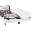 Vente-unique Lit électrique de relaxation lattes et plots + matelas accueil latex - 2 x 80 x 200 cm - Blanc - PANDORA II de YSMÉE