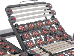 Vente-unique Lit électrique de relaxation lattes et plots + matelas 100% latex 3 zones - 2 x 80 x 200 cm - Blanc - MENELAS de YSMÉE Discount