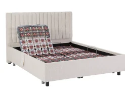 Vente-unique Lit électrique de relaxation déco tout plots + matelas 100% latex 3 zones - 2 x 80 x 200 cm - Tissu - Beige - TIARI de YSMÉE