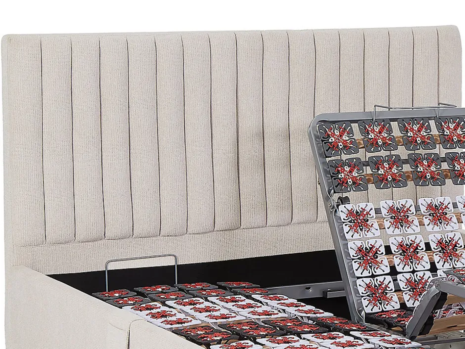 Vente-unique Lit électrique de relaxation déco tout plots + matelas 100% latex 3 zones - 2 x 80 x 200 cm - Tissu - Beige - TIARI de YSMÉE