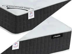 Vente-unique Lit électrique de relaxation tout plots + matelas ressorts ensachés et mémoire forme - 2 x 70 x 190 cm - Noir - PHANES de YSMÉE