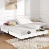 Vente-unique Lit électrique de relaxation tout plots + matelas mémoire de forme et bambou - 2 x 70 x 190 cm - Blanc - LYSIS III de NATUREA Clearance