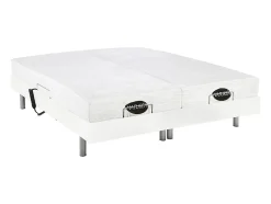 Vente-unique Lit électrique de relaxation tout plots + matelas mémoire de forme et bambou - 2 x 70 x 190 cm - Blanc - LYSIS III de NATUREA Clearance
