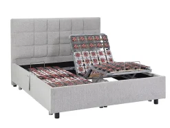 Vente-unique Lit électrique de relaxation déco tout plots + matelas 100% latex 3 zones - 2 x 70 x 190 cm - Tissu - Gris - JOFAR de YSMÉE Online