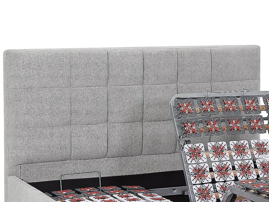 Vente-unique Lit électrique de relaxation déco tout plots + matelas 100% latex 3 zones - 2 x 70 x 190 cm - Tissu - Gris - JOFAR de YSMÉE Online