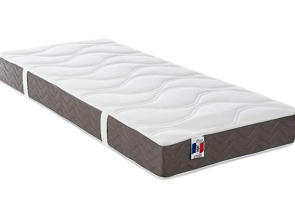Vente-unique Lit électrique de relaxation déco tout plots + matelas 100% latex 3 zones - 2 x 70 x 190 cm - Tissu - Gris - JOFAR de YSMÉE Online