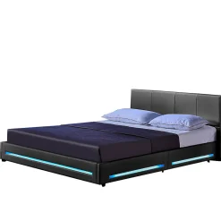 Brand Home Deluxe Lit LED ASTEROID gris foncé 180 x 200 cm