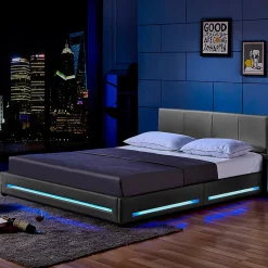 Brand Home Deluxe Lit LED ASTEROID gris foncé 160 x 200 cm
