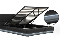 Habitat Et Jardin Lit LED avec coffre "Anastasia" 180 x 200 cm Noir Clearance