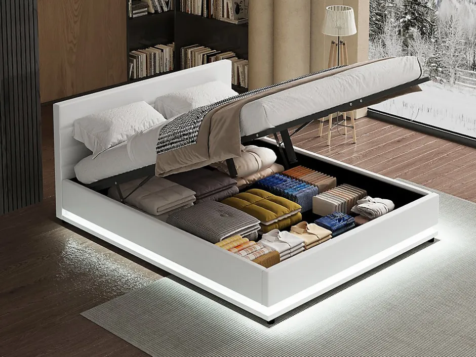 Habitat Et Jardin Lit LED avec coffre "Anastasia"