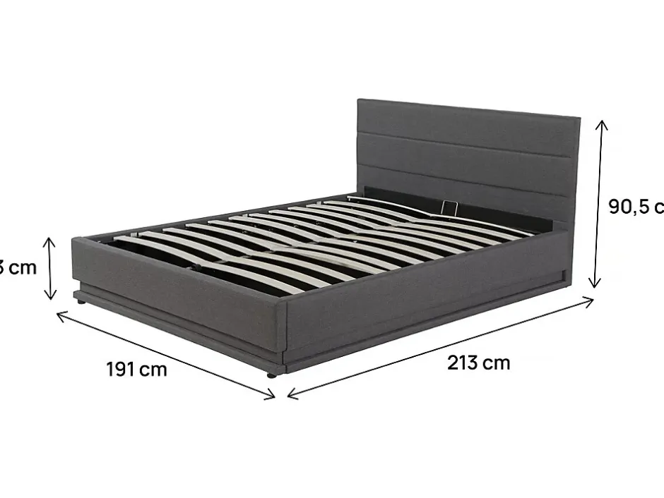 Habitat Et Jardin Lit LED avec coffre "Anastasia" 180 x 200 Gris foncé Discount