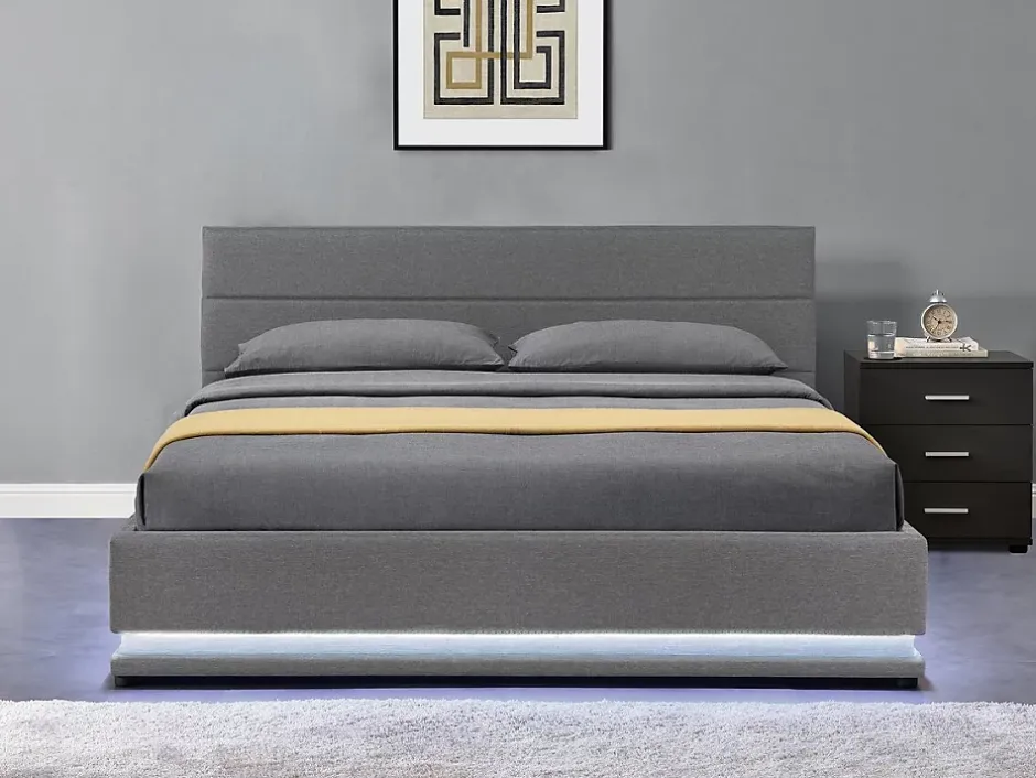 Habitat Et Jardin Lit LED avec coffre "Anastasia" 180 x 200 Gris foncé Discount