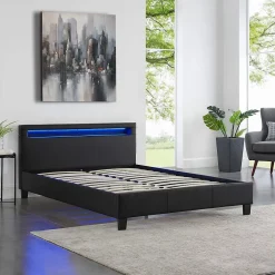 Nature Pro Lit LED Double 140x190 cm Sommier + Tête de Lit Noir Online