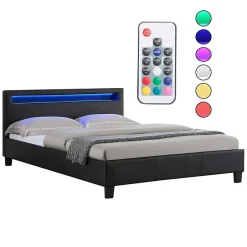 Nature Pro Lit LED Double 140x190 cm Sommier + Tête de Lit Noir Online