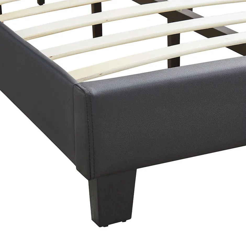 Idimex Lit LED simple EVAN 90x190 cm, avec sommier, revêtement en synthétique noir