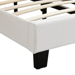 Idimex Lit LED simple EVAN 90x190 cm, avec sommier, revêtement en synthétique blanc