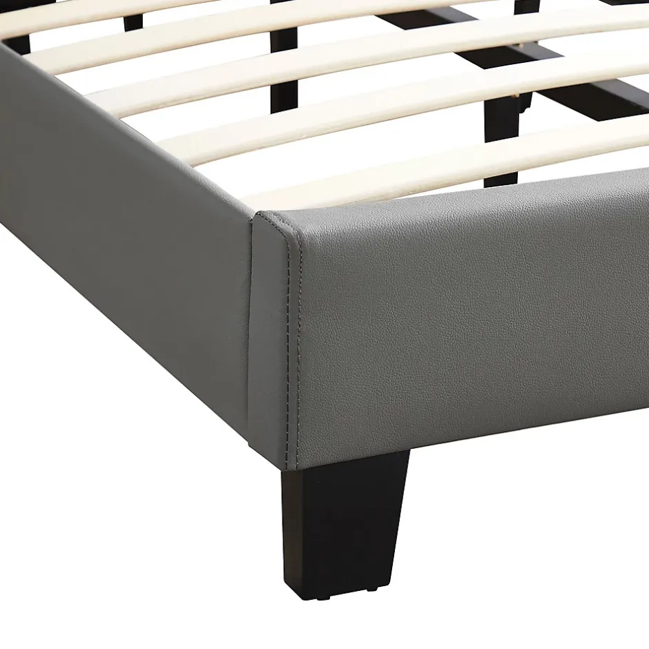 Idimex Lit LED simple EVAN 90x190 cm, avec sommier, revêtement en synthétique gris
