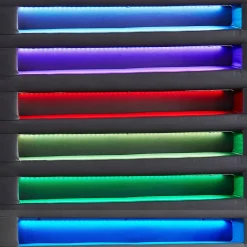 Idimex Lit LED simple LUCENO 90x190 cm, avec sommier, revêtement synthétique gris