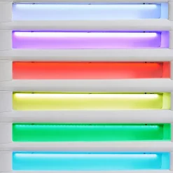 Idimex Lit LED simple LUCENO 90x190 cm, avec sommier, revêtement synthétique blanc