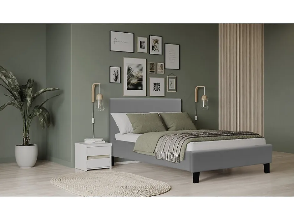 Habitat Et Jardin Lit "Lina" 90 x 190 cm Gris clair