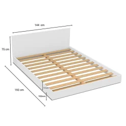Weber Industries Lit LOFT 140x190 + 2 chevets + sommier + tête de lit / Blanc Best