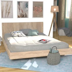 Weber Industries Lit LOFT 140x190 + 1 sommier + tête de lit / Décor Chêne blanchi Best