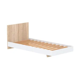 Weber Industries Lit LOFT 90x190 cm + sommier / Décor Blanc & chêne blanchi Clearance