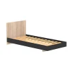 Weber Industries Lit LOFT 90x190 cm + sommier / Décor Noir & chêne blanchi